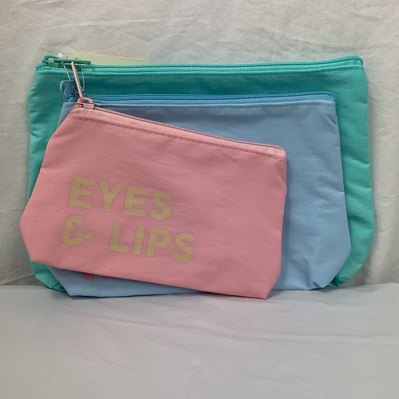 TwelveNYC Macy 3-Piece Cosmetic Bag Set Beauty Organization Pouch Trio Nylon Zip - Picture 2 of 7